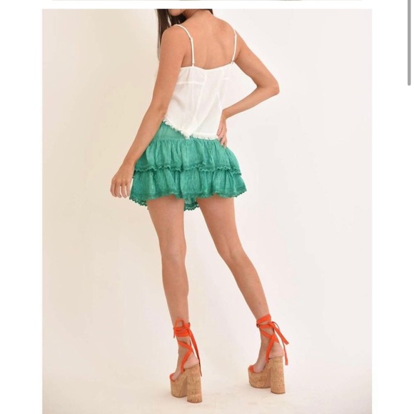 MUCHE & MUCHETTE coquette skort in emerald O/S - Picture 2 of 8
